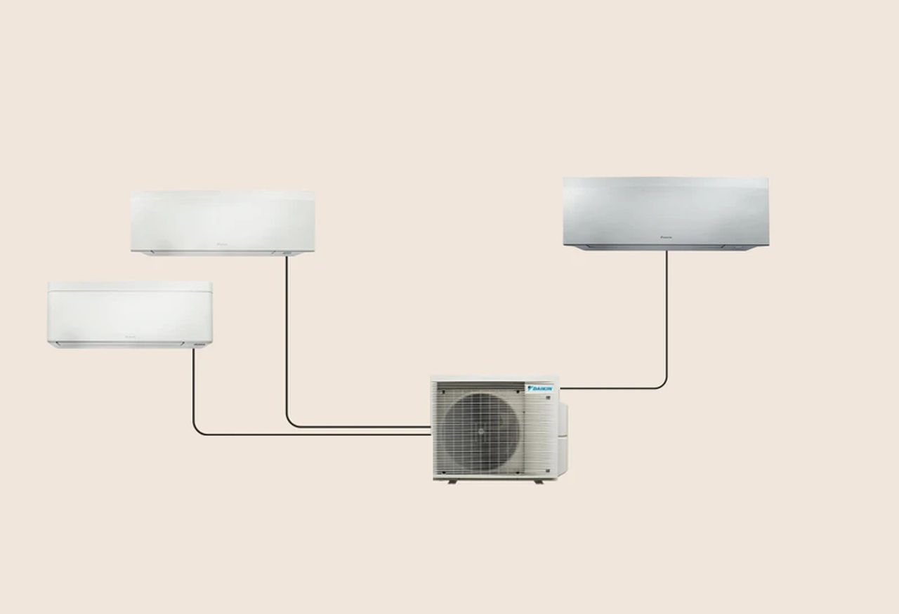 Multi-split air conditioning system: one outdoor unit serving several indoor units